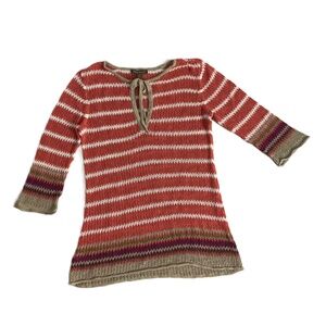Tommy Bahama Beige Open Knit Tunic‎ Sweater Large